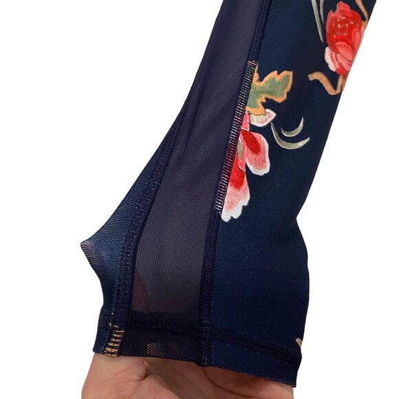Athleta Gilded Tux‎ Chaturanga Floral Navy Blue Tight Size S - Picture 8 of 10
